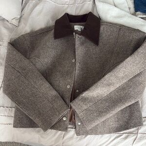 Line & Dot Brown Bomber Jacket